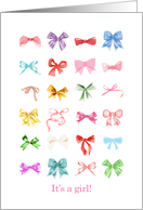 It’s a Girl with Lots of Pretty Bows Baby Girl Birth Announcement card