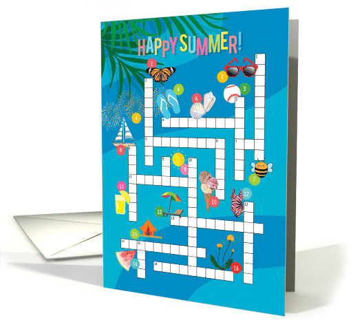 Happy Summer Picture Crossword with Sweet Summer Things Activity card