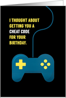Funny Video Gamer Birthday Cheat Code card
