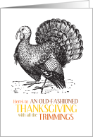 Old Fashioned Thanksgiving With All The Trimmings Turkey Engraving card