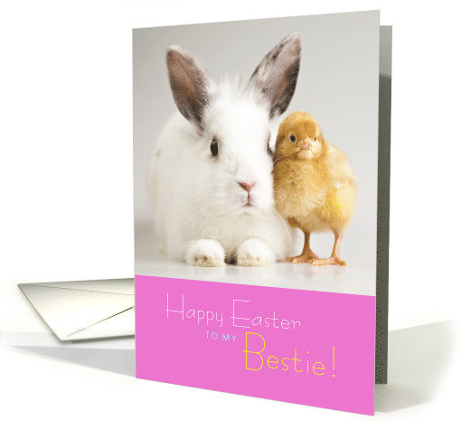Bestie Happy Easter with Rabbit and Chick Friendship card (1690164)