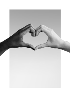 Heart Hands in Black and White Juneteenth