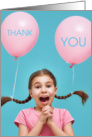 Girl with Pink Balloons and Braids You Really Lifted My Spirits Thank You card