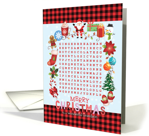 For Grandson Cutest Christmas Activity Word Find Puzzle card (1714590)