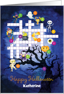 Cute Halloween Picture Crossword Puzzle Activity with Custom Name card