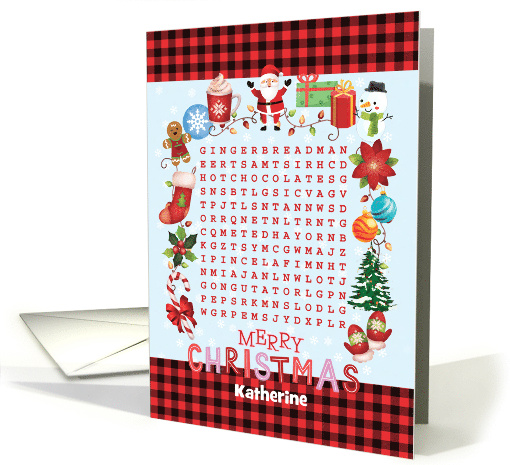 Custom Name Cutest Christmas Activity Word Find Puzzle card (1716182)