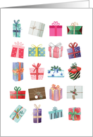 Illustrated Grid of Beautifully Wrapped Christmas Packages Blank Note card