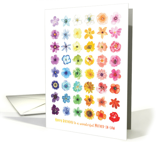 For Mother In Law Beautiful Grid of Flowers in Rainbow... (1722534)