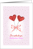 Custom Name Cute Red Valentine Heart Suckers Im a Sucker For You card