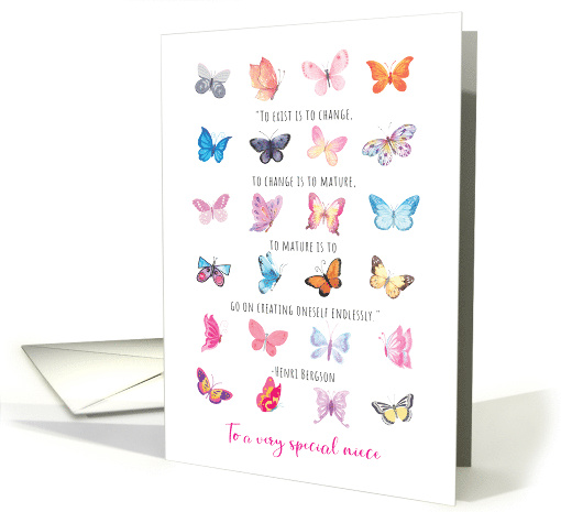 For Special Niece Beautiful Butterflies and Quotation Birthday card