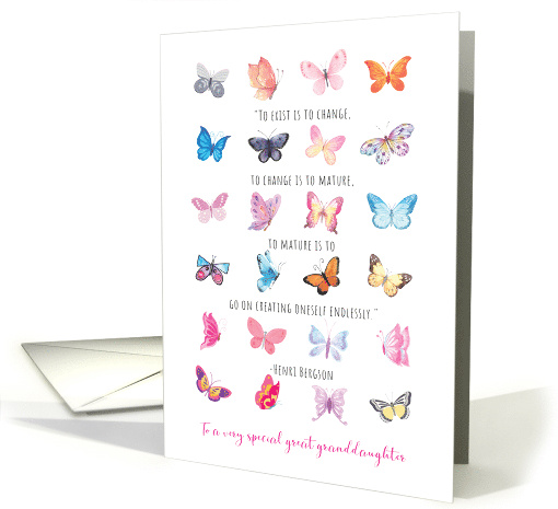 Encouragement For Great Granddaughter Butterflies and Quotation card