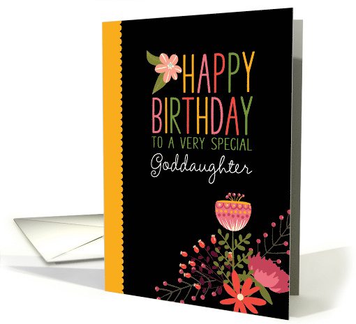 For Goddaughter Sweet Cute Folksy Florals Happy Birthday card