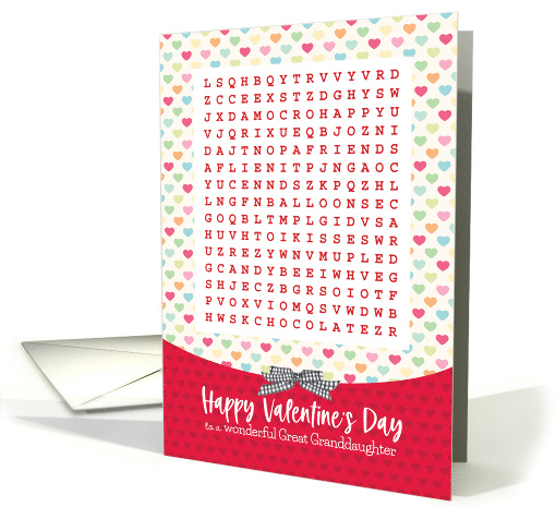For Great Granddaughter Activity Word Search Valentine card (1723938)