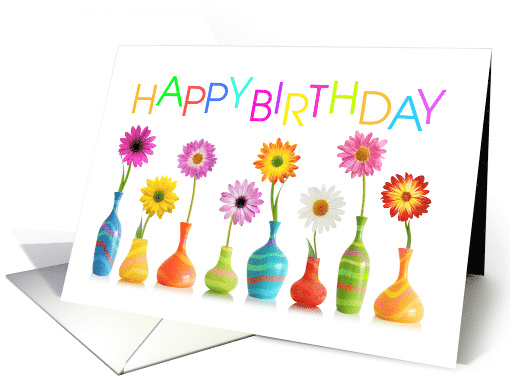 Birthday Bright and Beautiful Vases with Flowers card (1738214)