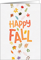 Happy Fall with Falling Illustrated Leaves Colorful Wonderful Gifts card