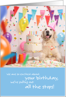 White Labrador Dog Birthday Pulling Out All the Stops card