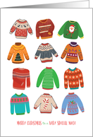 Christmas to Niece with Cute Ugly Sweaters Warm Toasty Jolly Merry Wis card