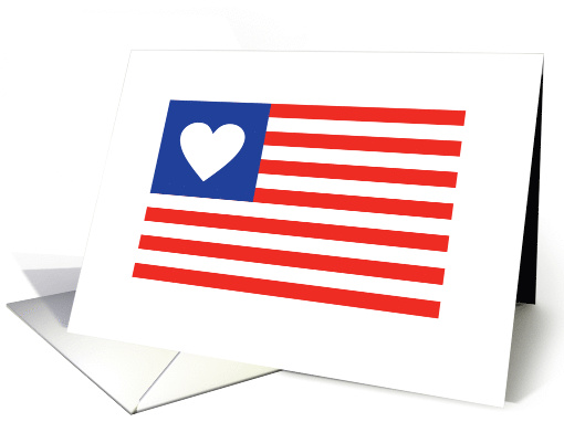 Blank Note Card Flag with Heart Land That We Love card (1743348)