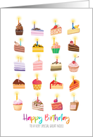 Cute Slices of Cake with Candles Lit Birthday for Great Niece card