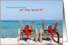 Christmas Everythings Better at the Beach Couple in Santa Hats card