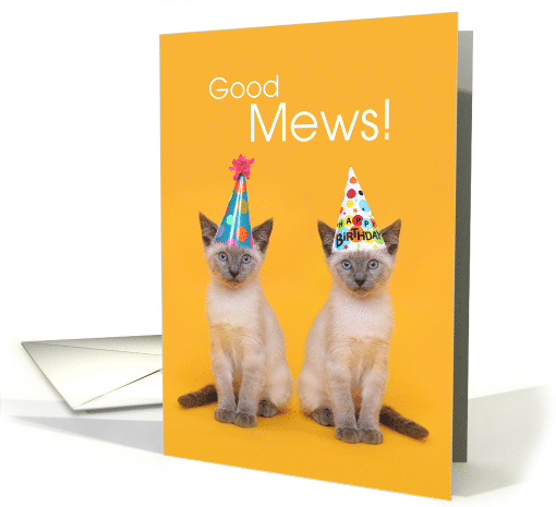 Good Mews Its Your Birthday Siamese Cats with Party Hats card