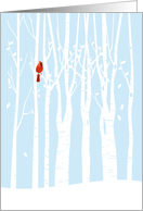 Happy Peaceful Holidays with Birch Trees and Cardinal card