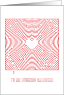 Heart Maze Valentine to an Amazing Grandson card