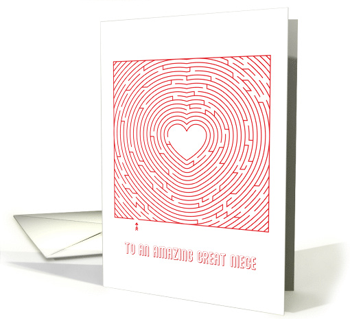 Heart Maze Valentine to an Amazing Great Niece card (1753304)