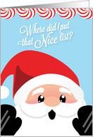 Christmas Cute Santa Where Did I Put that Nice List card