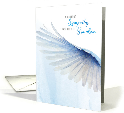 Sympathy for Loss of Grandson Blue Watercolor Wing card (1787966)