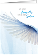 Sympathy for Loss of Godson Blue Watercolor Wing card