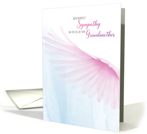 Sympathy for Loss of Grandmother Pink and Blue Watercolor Wing card