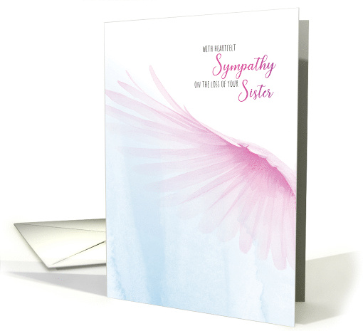Sympathy for Loss of Sister Pink and Blue Watercolor Wing card