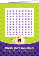 Halloween for Great Granddaughter Happy Scary Word Search Activity card