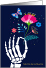 Feliz Dia De Los Muertos with Hand Flowers Butterfly card