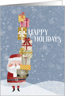 Many Gifts with Santa Joy Peace Laughter Love Good Will Good Health card