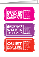 Valentine Tickets Spending Time With You Dinner Movie Walk Night In card