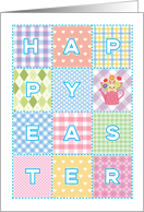 Happy Easter Pastel Plaids Joy and Blessings Quilt card