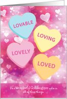 Valentine Goddaughter Lovable Loving Lovely Loved Heart Candy card