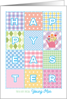 Young Man Happy Easter Pastel Plaids Joy and Blessings Quilt card