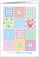 Niece and Family Happy Easter Pastel Plaids Joy and Blessings Quilt card