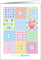 Grandson Happy Easter Pastel Plaids Joy and Blessings Quilt card