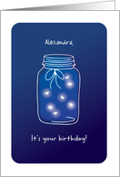 Fireflies In Mason Jar Birthday Shine Bright Every Little Thing Custom Name card