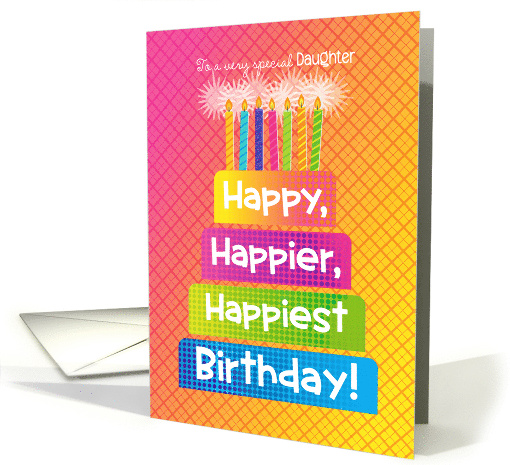 Daughter Birthday Happy Happier Happiest Birthday Pink card (1871890)