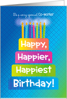 Coworker Birthday Happy Happier Happiest Birthday Blue card