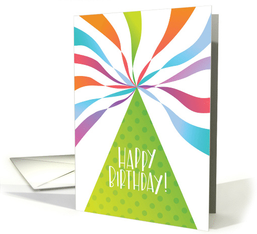 Birthday Party Hat with Polka Dots and Streamers for Anyone card
