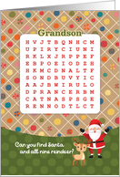 Grandson Christmas Reindeer Word Find Puzzle Activity card