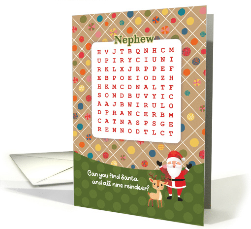 Nephew Christmas Reindeer Word Find Puzzle Activity card (1888810)