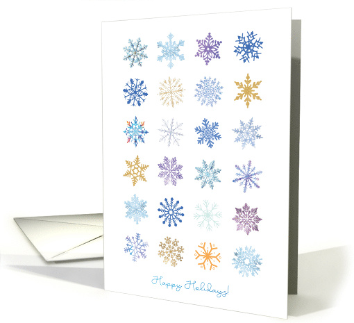 Happy Holidays Beautiful Blue and Gold Snowflakes card (1890794)