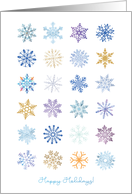 Happy Holidays Beautiful Blue and Gold Snowflakes card